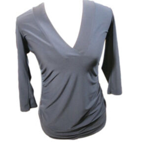 Volume One Juniors Navy Blue V-Neck Size Medium